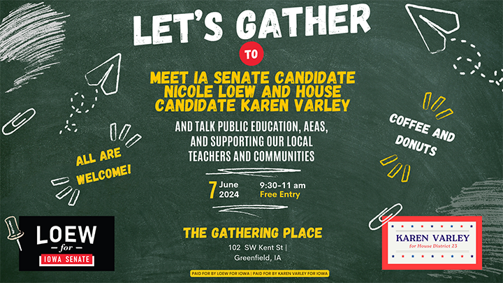 "Let's Gather" event details on green background